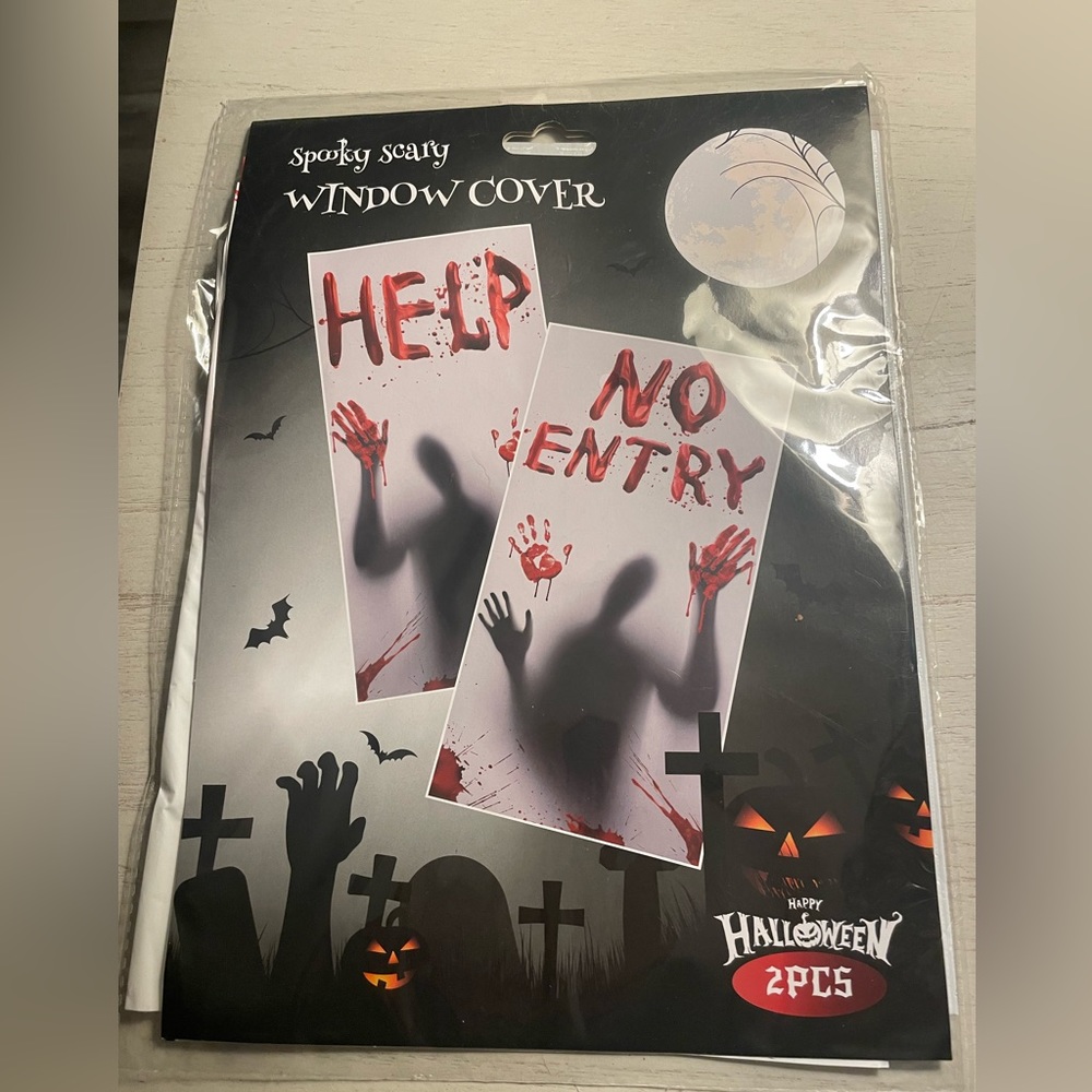 Spooky Scary 2pc window Covers